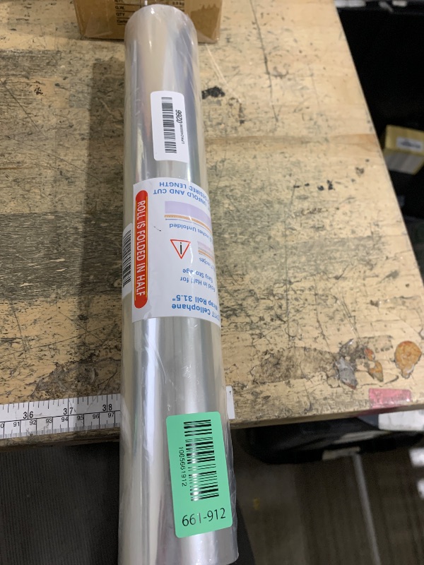 Photo 1 of 100 ft Clear Cellophane Wrap Roll (31.5 in x 100 ft) - 3 Mil Thicken Cellophane Roll, Clear Cellophane Bags Large, Clear Wrapping Paper for Flower Gift Baskets Wrap (31.5" fold into 16")