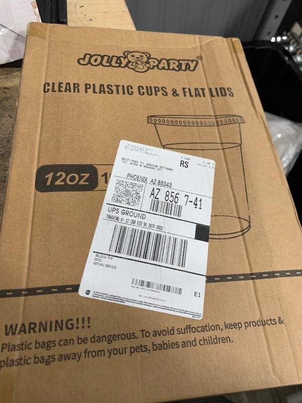 Photo 1 of [100 Pack] 12 oz Clear Plastic Cups with Flat Slotted Lids, Disposable Drinking Party Cups for Iced Cold Drinks Coffee Tea Smoothie Bubble Boba