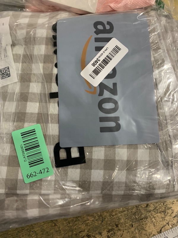 Photo 1 of ***LIGHT BROWN*** Plaid Duvet Cover Set, Colored and Checkered Country Picnic Pattern Repeating Squares Stripes Modern, Decorative 3 Piece Bedding Set with 2 Pillow Shams, Vermilion White, by Ambesonne