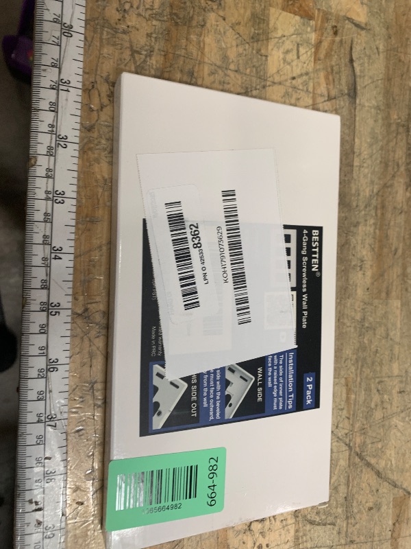 Photo 1 of (2 Pack) BESTTEN USWP6 Matte Snow White 4-Gang Screwless Wall Plate, Decorator Outlet Cover, for Light Switch, Dimmer, USB, GFCI, Receptacle, H4.69” x W8.35”
