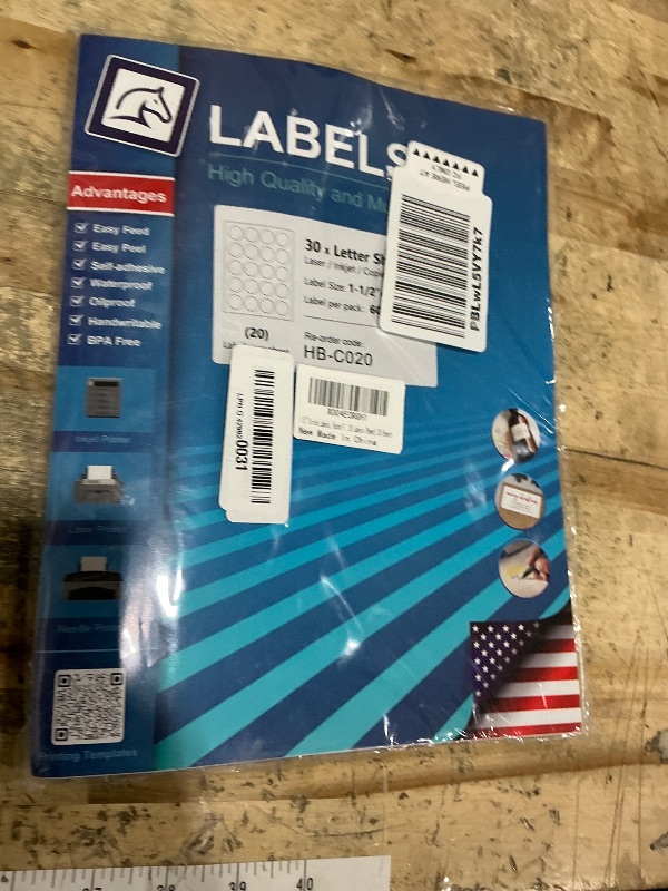 Photo 1 of 1.5" Circle Labels, Round Printable Stickers to Write On, Sticker Paper for Inkjet Printer, (20 Labels/Sheet), 30 Sheets