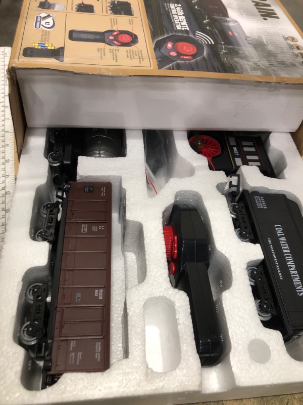 Photo 1 of Train Set for Kids Remote Control Train Toys w/Steam Locomotive, Fuel Tank Car & Luxury Tracks, Electric Trains w/Realistic Smoke,Sounds & Lights, Christmas Birthday Gift for Boys Girls 3 4 5 6 7+