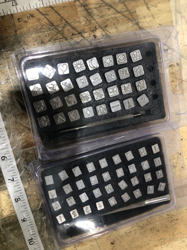Photo 1 of 71 PCS Leather Stamping Tools, with 68 PCS Letters, Numbers and Patterns, 2 PCS Punch Tools, Leather Stamp Set for Leather Working