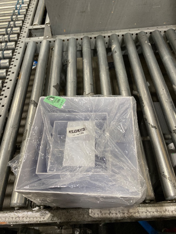 Photo 1 of 10 Pcs White Acrylic Buffet Risers with Mini Sign and Marker, Food Display Stands for Buffet Table Party Catering Dessert Jewelry Collectibles, Acrylic Cube Nesting Boxes with Hollow Bottoms 8 Sizes (10" 9" 8" 7" 6" 5" 4" 4" 3" 3")