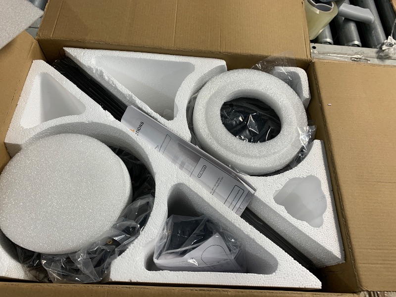 Photo 1 of ***(MAJOR DAMAGE/ SEE NOTES FOR DETAILS)***Asyko Ceiling Fans with Lights,46" Low Profile Ceiling Fan with Light and Remote Control,Flush Mount, Reversible, Dimmable, Noiseless, Black Ceiling Fan for Bedroom