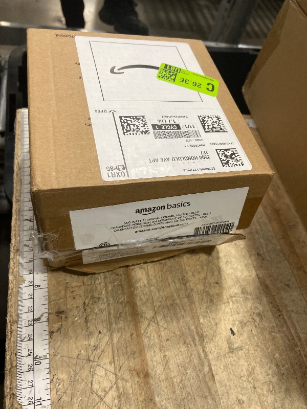 Photo 1 of Amazon Basics Ceramic Space Heater, Mini Heater for Office Desk, Portable Tent Heater (Indoor Use), 500 W, With Tip-Over Protection, Lightweight (1.4 LBS), Blue, 5.9 x 3.2 x 6 inches