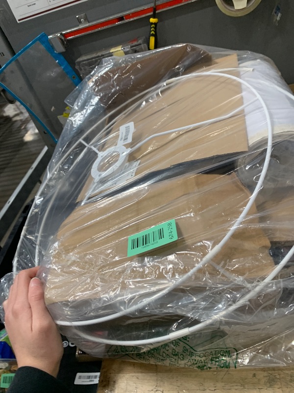 Photo 1 of ***FOR PARTS/ NON-FUNCTIONAL***LEPOWER Wood Tripod Floor Lamp, Mid Century Standing Lamp, Modern Design Studying Light for Living Room, Bedroom, Study Room and Office, Flaxen Lamp Shade with E26 Base Walnut