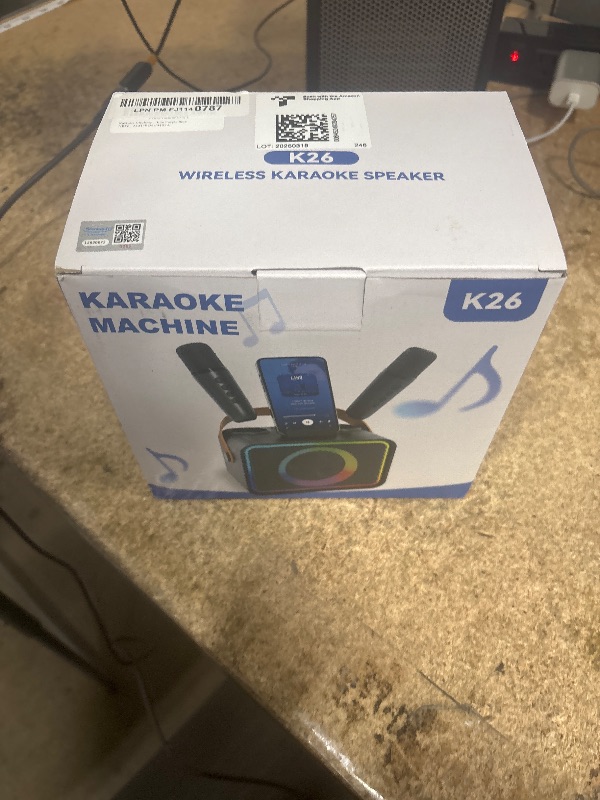 Photo 1 of Karaoke Machine,Portable Bluetooth Speaker with 2 Wireless Microphone for Adults & Kids with LED Lights, Karaoke Microphone with PA System Supports USB/TF/AUX,Gift for Party (Purple Blue)