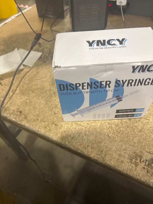 Photo 1 of 100 Pack 10ml Syringes with Cap, Luer Slip Tip, 10cc syringe Whole Pack Bulk Sterile Sealed, No Needle