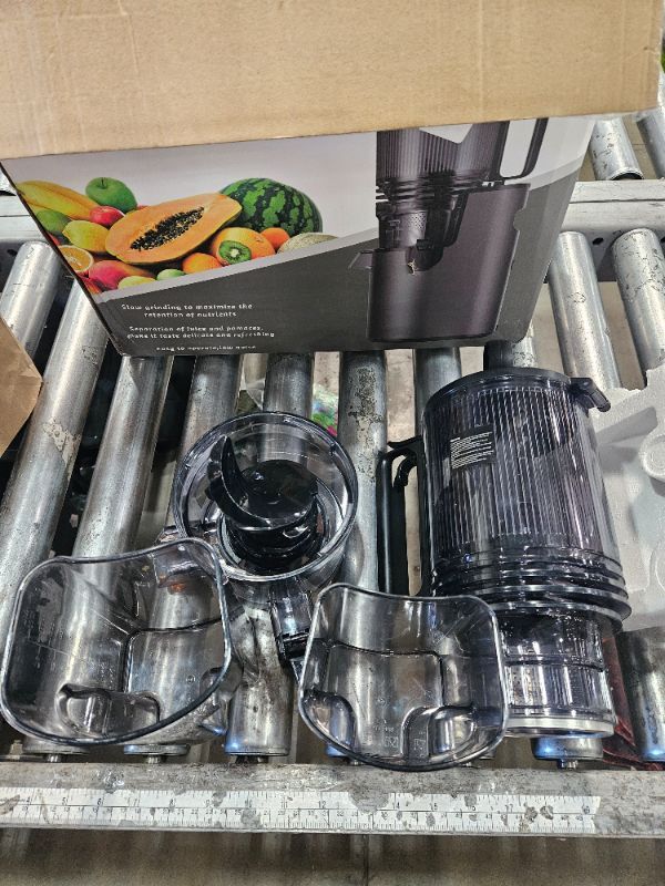 Photo 1 of ** For parts only Missing actual juicer machine ** Cold Press Juicer, Juicer Machines with 5.4" Wide Feed Chute for Juice Extractor, Slow Masticating Juicer for Vegetables & Fruits with High Juice Yield, Easy to Clean (Black)