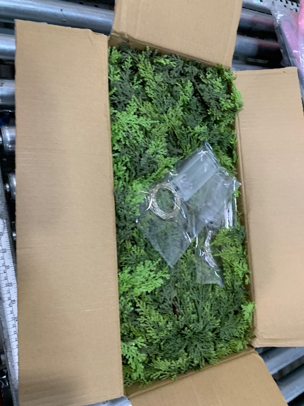 Photo 1 of ?2 Pcs? 9FT Cedar Garland with Lights, Prelit Christmas Garland Artificial Realistic, Real Touch Pine Christmas Garland for Mantle Stairs Outdoor Decoration, Battery Operated Faux Greenery Garlands