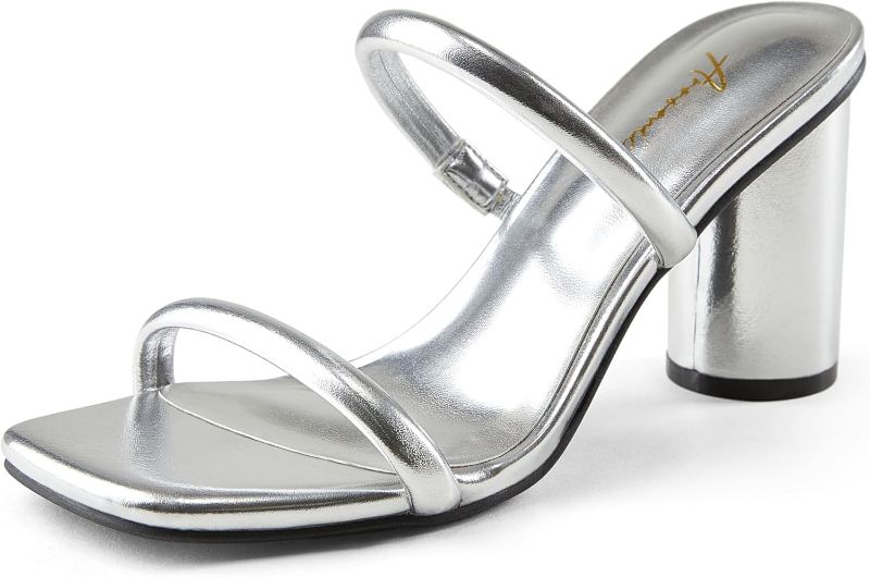 Photo 1 of ***(HEAVILY USED/ MINOR DAMAGE)***Arromic Women's Heeled Sandals Square Toe Two Strap Block Heels for Women Comfortable Strappy Heels Slip on Heeled Sandals for Women Dressy
7.5