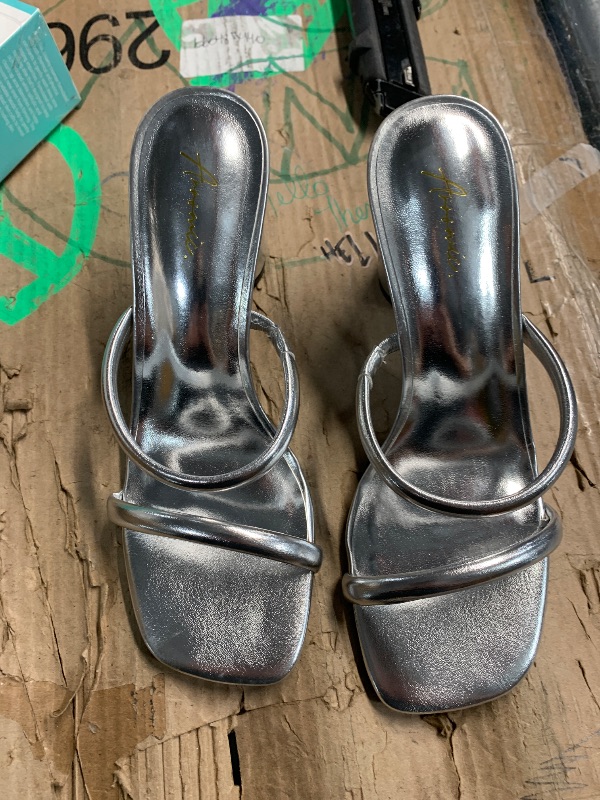 Photo 1 of ***(HEAVILY USED/ MINOR DAMAGE)***Arromic Women's Heeled Sandals Square Toe Two Strap Block Heels for Women Comfortable Strappy Heels Slip on Heeled Sandals for Women Dressy
7.5