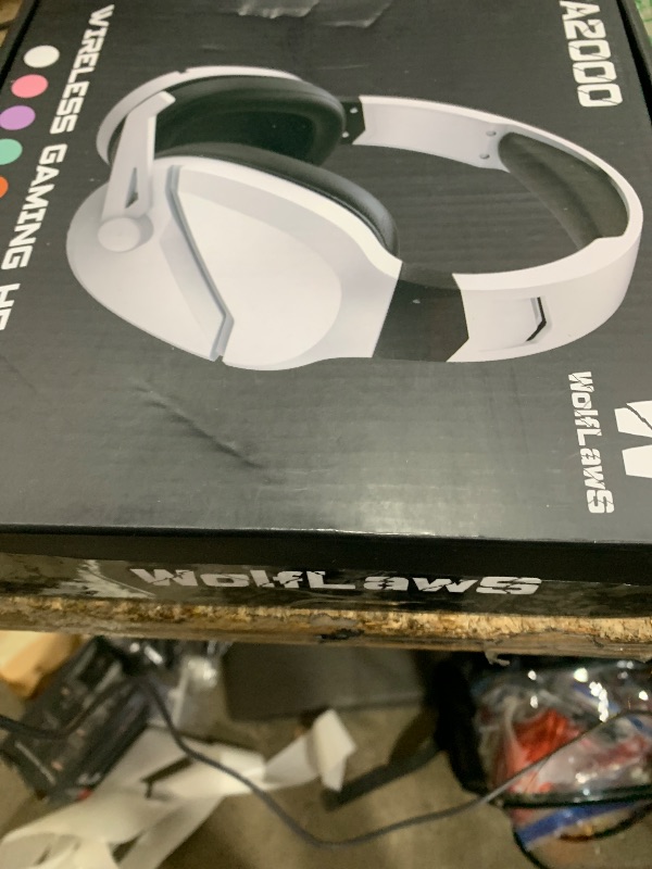 Photo 1 of **MISSING ONE EAR CUSHION** WolfLawS Wireless Gaming Headset with Noise Canceling Microphone for PS5, PC, PS4, 2.4G/Bluetooth Gaming Headphones with USB and Type-c Connector, Wired Mode for Controller Gamecube