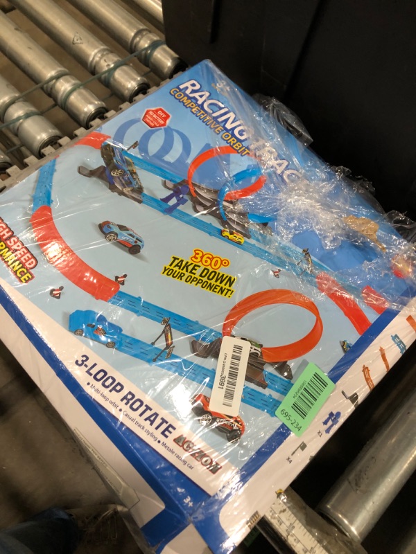 Photo 1 of ?Slot Car Race Track Sets with 360° Thrill Loops & 4 High-Speed Cars, 64 Pcs Large Flexible Racing Track for Kids Ages 3-5 4-8 8-12, Race Car Toys Gift for Boys Girls Birthday Christmas