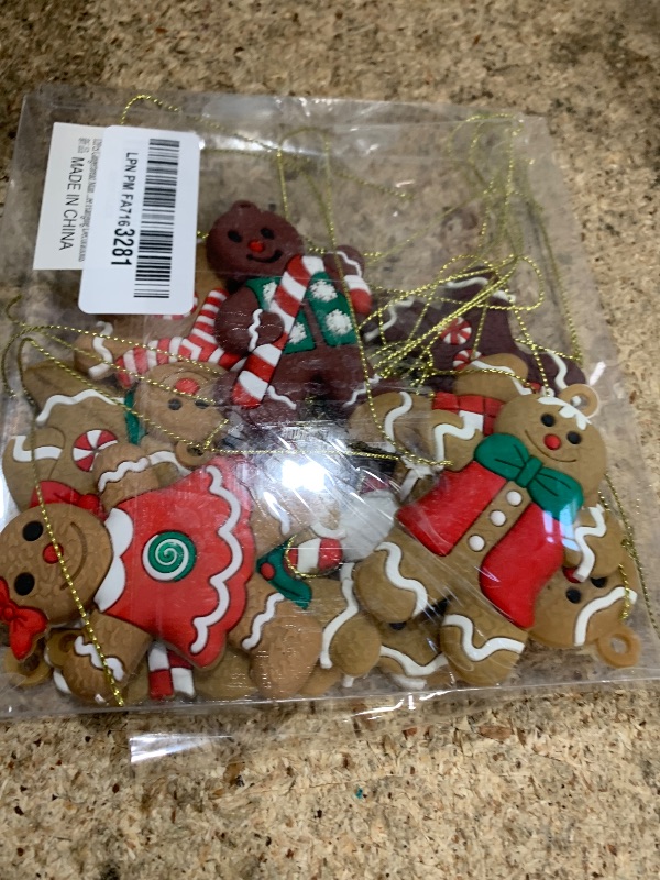 Photo 1 of 12pcs Christmas Gingerbread Man Ornaments Christmas Tree Decorations Rubber Gingerbread Ornaments Decorations for Tree 3 Inch Tall Xmas Hanging Ornaments
