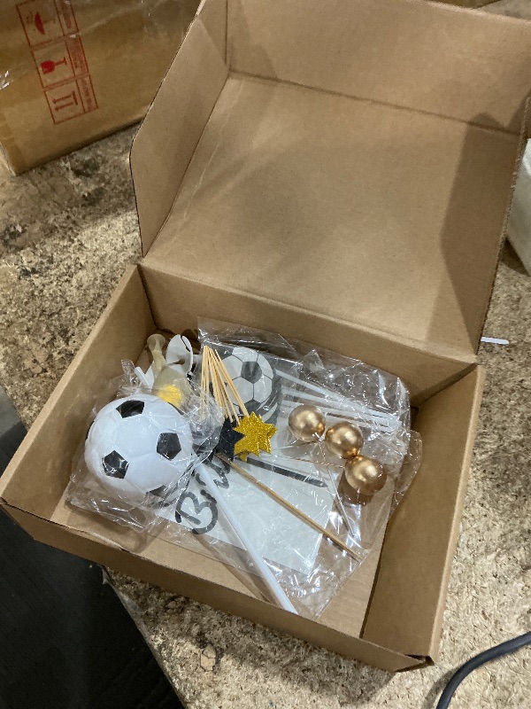 Photo 1 of 28 PCS Soccer Cake Topper Soccer Ball Player Cake Decorations for Soccer Birthday Party Sport Party Supplies