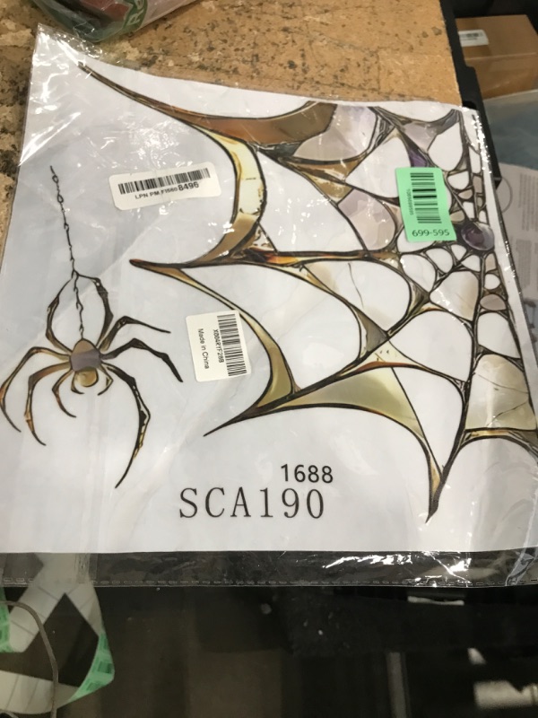Photo 1 of 1 Sheet Halloween Spider Web Window Clings Stickers Black Spider Window Stickers Double-Sided Spider Web Glass Decals for Indoor Outdoor School Home Office Accessories Halloween Party Decorations