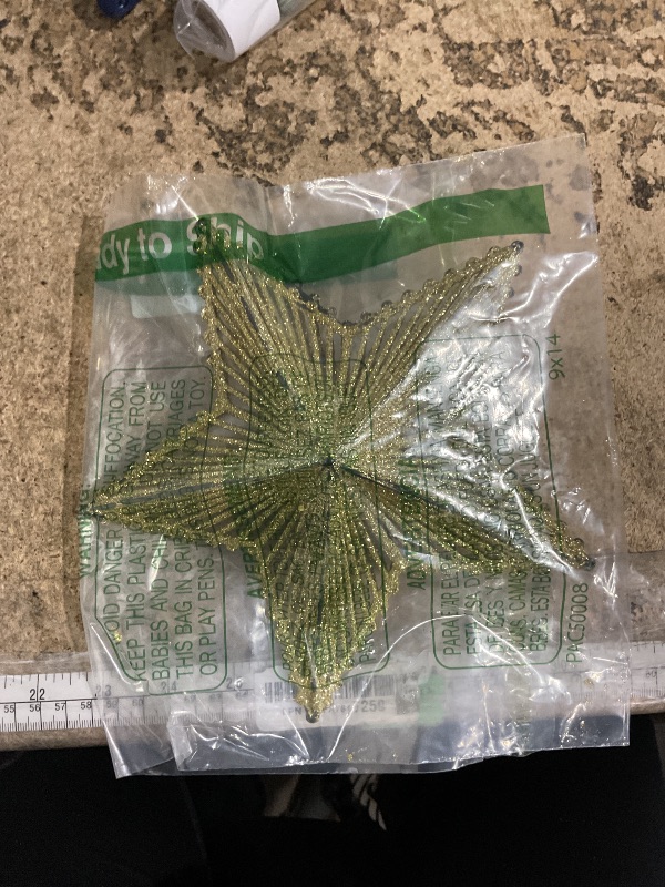 Photo 1 of ***MISSING TOPPER STAND*** Christmas Tree Topper Star Hollow Out Treetop Xmas Gift DIY Christmas Tree Gold Sparkle Stars Ornaments Accessories