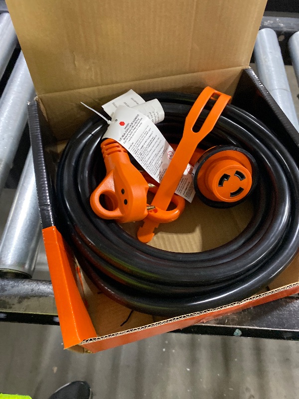 Photo 3 of Ficstar 30 Amp RV Extension Cord,25 ft,Heavy Duty Generator Extension Cord with LED Power Indicator,30 AMP Female 90° Twist Lock Adapter with Reverse Polarity Lamp,NEMA TT-30P to L5-30R,120V/125V