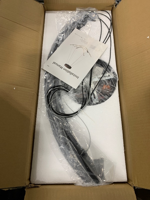 Photo 2 of JYUWRIVG Led Modern Pendant Light with Remote Control, 3 Linear Lights led Chandelier Dimmable Hanging Pendant Lighting for Living Dinning Room Staircase Entry Foyer Restaurant (4-Light Black)