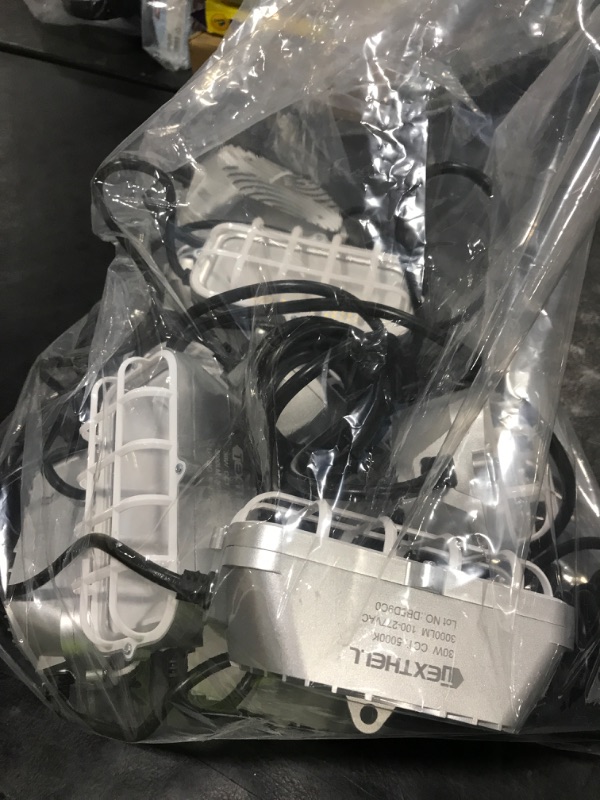 Photo 1 of 100ft LED Construction String Lights 300W Super Bright 30000LM Work Lights String Connectable Design for Workplace, Warehouse, Garage, RV, Indoor and Outdoor Weatherproof Temporary Lighting