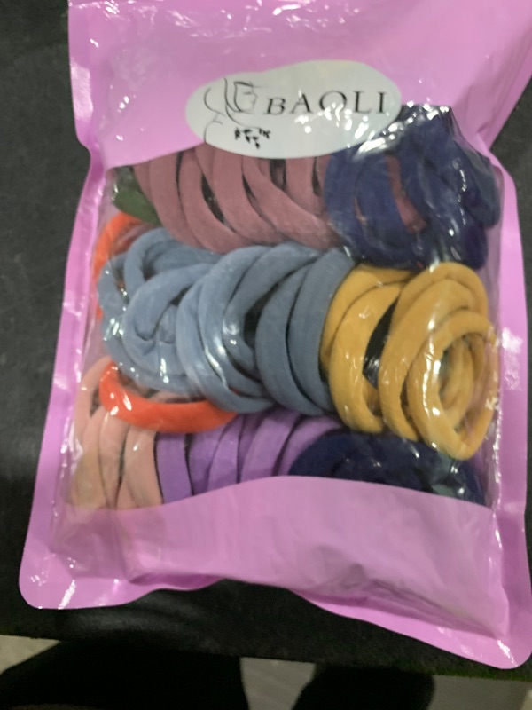 Photo 1 of 100PCS Colorful Large Hair Ties, Cotton Hair Bands Seamless Ponytail Holders for Women, Hair Elastics No Damage, 10 Colors by BAOLI