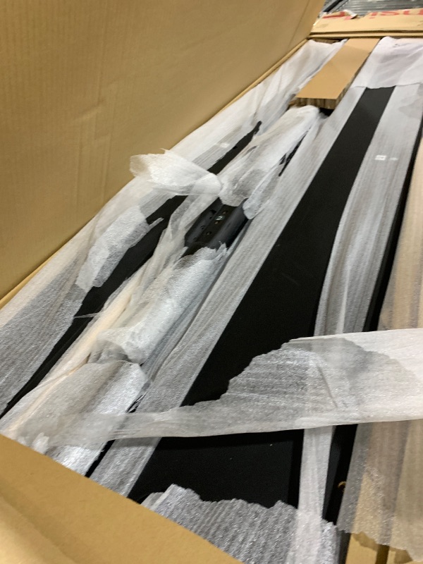 Photo 3 of NTC Lupin Wooden Bed Frame with Headboard and Natural Rattan, Solid Oak Foundation with Silent Slats, 1000 Lb Capacity, Effortless Assembly, Queen - Burnt Black