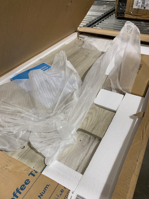 Photo 1 of -LINSY HOME Coffee Table with Storage Drawers, Wooden Farmhouse TV Stand Center Table for Living Room, Brown
