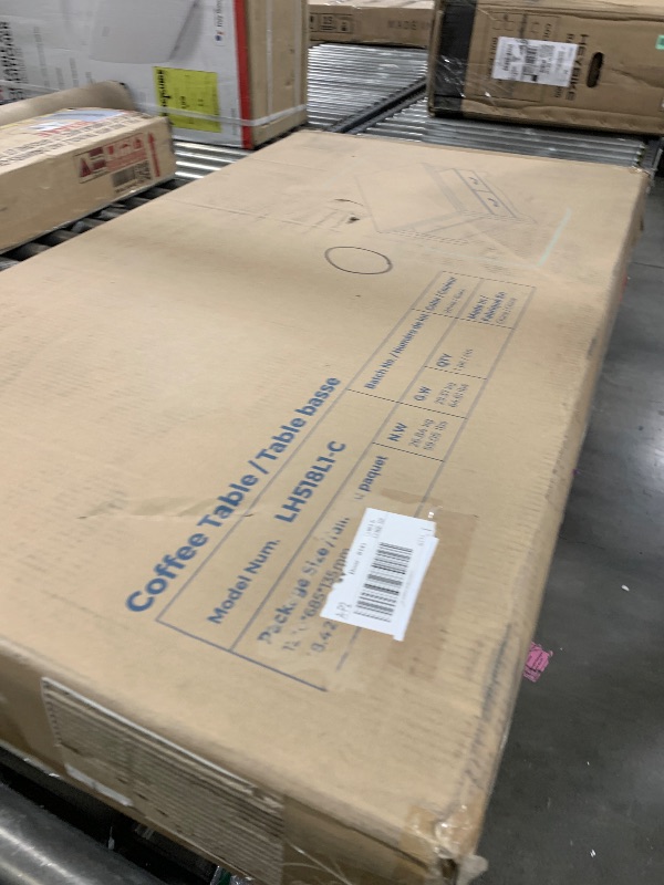 Photo 1 of -LINSY HOME Coffee Table with Storage Drawers, Wooden Farmhouse TV Stand Center Table for Living Room, Brown
