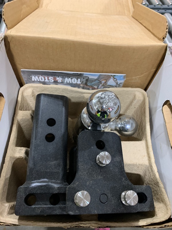 Photo 1 of B&W Trailer ches Tow & Stow Adjustable Trailer Hitch Ball Mount - Fits 2.5" Receiver, Tri-Ball (1-7/8" x 2" x 2-5/16"), 5" Drop, 18,000 GTW - TS20048B