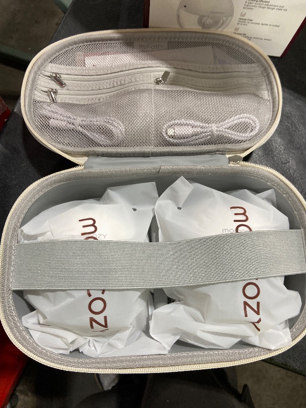 Photo 1 of **INCOMPLETE** USED** Momcozy M5 Hands-Free Wearable Breast Pump, Double-Sealed Flange for Baby-Like Comfort, 3 Modes & 9 Suction Levels, Portable Electric Pump – 24mm, 2-Pack Quill Gray