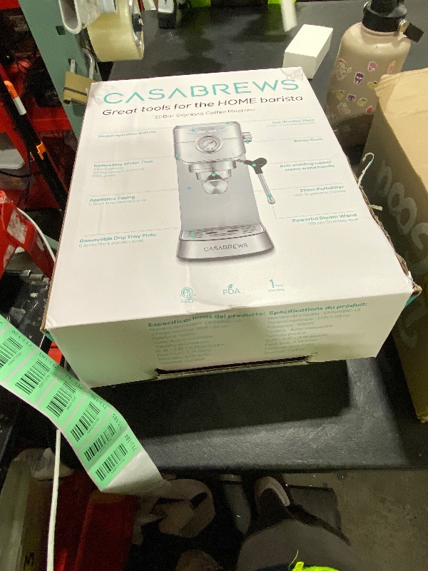 Photo 1 of CASABREWS CM5418 Espresso Machine 20 Bar, Compact Espresso Maker with Steam Milk Frother, Stainless Steel Coffee Machine with 34oz Removable Water Tank for Cappuccino, Gift for Women or Men, Silver