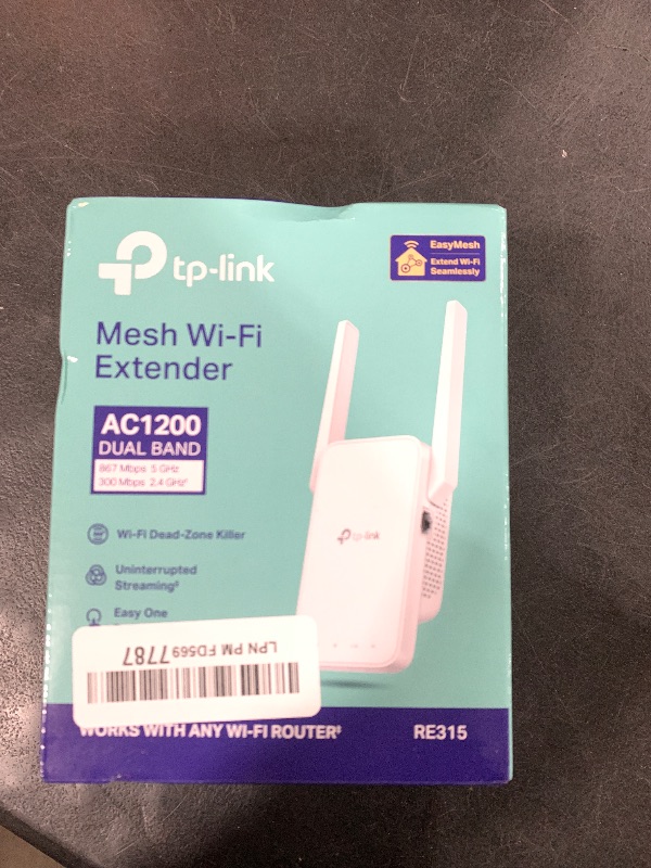Photo 1 of TP-Link AC1200 WiFi Extender, 2023 Engadget Best Budget Pick, 1.2Gbps Signal Booster for Home, Dual Band 5GHz/2.4GHz, Covers Up to 1500 Sq.ft and 30 Devices,Support Onemesh, One Ethernet Port (RE315)