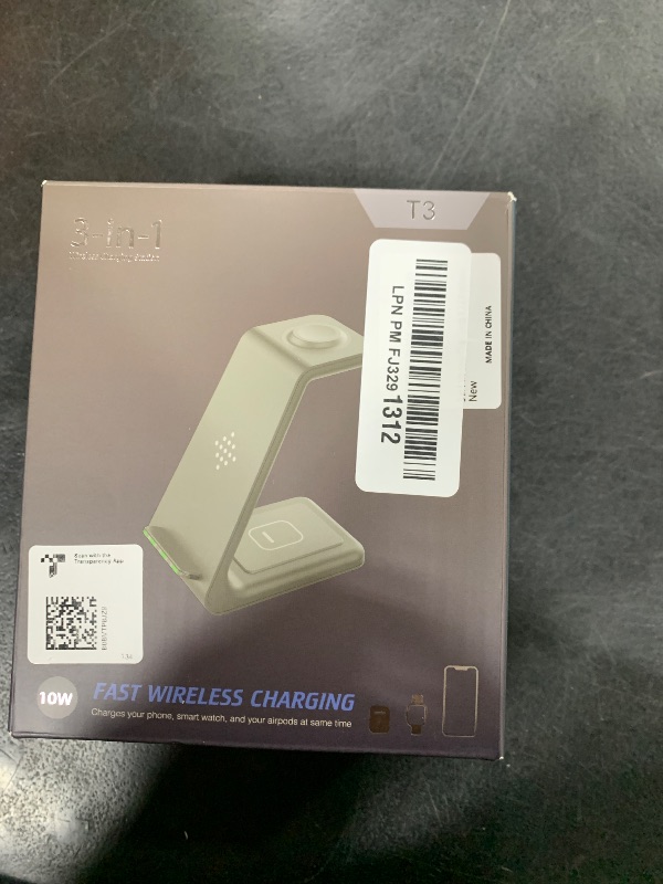 Photo 1 of 3 in 1 Wireless Charging Station, 2025 Upgraded Fast Desk Charger Station for iPhone 17 16 15 14 13 12 Pro Max Plus, Charger Stand for Apple Watch 10 9 8 7 6 5 4 3 2 SE, Airpods 4 3 2 Pro(Black)