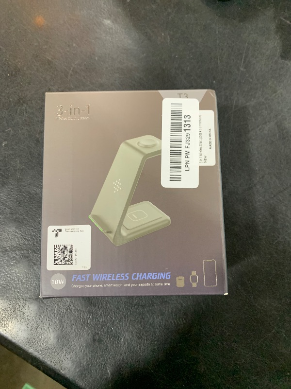 Photo 1 of 3 in 1 Wireless Charging Station, 2025 Upgraded Fast Desk Charger Station for iPhone 17 16 15 14 13 12 Pro Max Plus, Charger Stand for Apple Watch 10 9 8 7 6 5 4 3 2 SE, Airpods 4 3 2 Pro(Black)