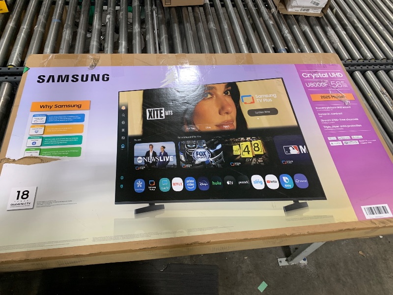 Photo 1 of *NONFUNCTIONAL** Samsung 58-Inch Class Crystal UHD U8000F 4K Smart TV (2025 Model) Endless Free Content, Crystal Processor 4K, MetalStream Design, Knox Security, Alexa Built-in