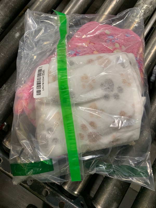 Photo 1 of 1 Pack 3 Blankets Super Soft Fluffy Premium Fleece Pet Blanket Flannel Paw Printed Throw for Dog Puppy Cat (Small 23x16'', Brown, Pink, White)