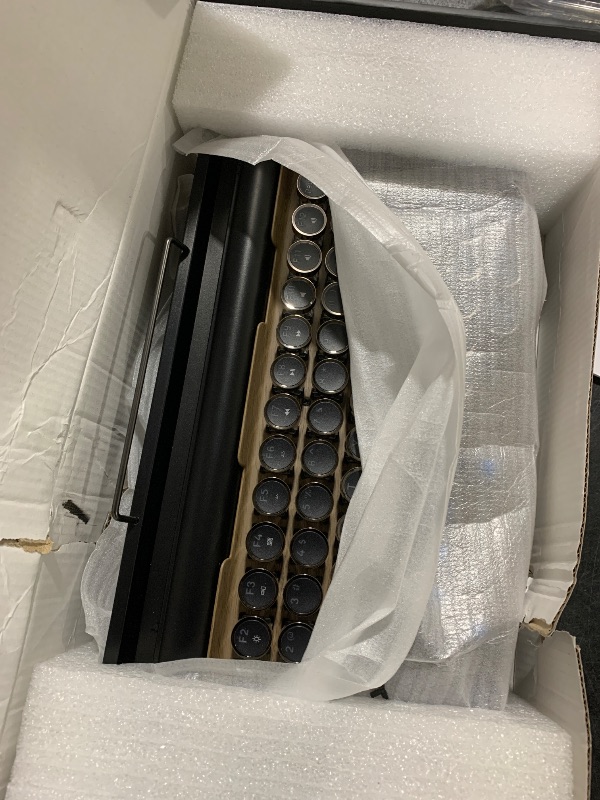 Photo 3 of Adventurers Typewriter-Style Retro Mechanical Keyboard LED Backlight 83 Keys Bluetooth 5.0 Blue Axis Wood Color Panel Compatible with iOS/Android/Windows/Vista/Linux/Mac Office/Gaming, 12.8x6.6x1.6in