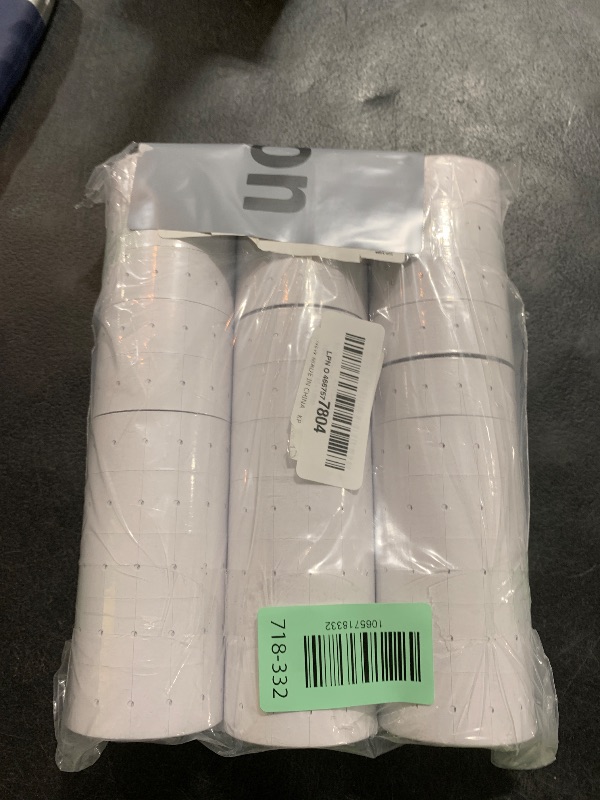 Photo 1 of 30 Rolls 15000pcs White Price Gun Labels for Mx-5500 Labeller White Pricemarker Stickers Plus 3 Piece Refill Ink Rolls (30 Rolls Pure White + 3 Refill Inks)