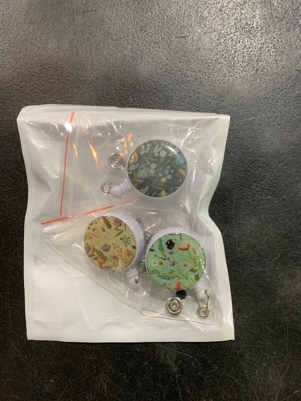 Photo 1 of 3Pack Badge Reel - Cute Badge Holder Retractable with ID Clip for Nurse Accessories for Work, Funny Badge Holder Reels with Swivel Alligator Clip (Flower-4)
