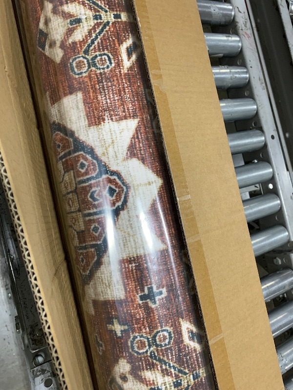 Photo 2 of RESARE-Area Rug 8X10 Rug for Living Room-Machine Washable Rugs for Bedroom-Soft Vintage Blue Orange Non Slip Carpet- Rug for Dining Room Office Under Bed or Table