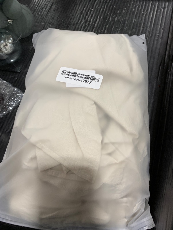 Photo 1 of GLORY SEASON Retro Farmhouse Ruffle Round Tablecloth Cotton Flounces Trim Washable Table Cover White Tablecloths for Rectangle Table Baby Shower Kitchen Party Wedding Decor,70'' Round