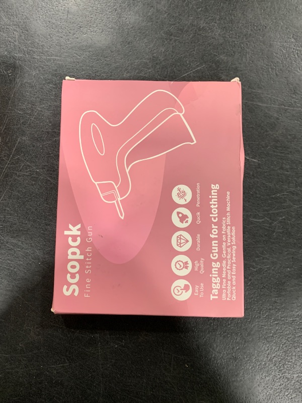 Photo 1 of Scopck Handheld Stitch Tag Gun for Clothes, Quick Clothing Fixer, Tagging, Sewing Kit Includes 6 Needle, 1000 Black Fasteners & 1000 White Fasteners, Pink