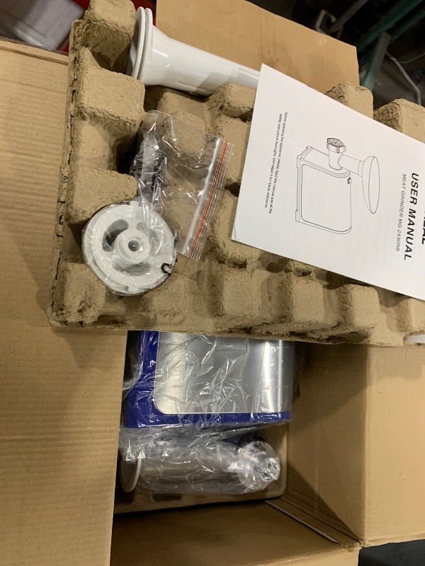 Photo 1 of Electric Meat Grinder, Sausage Stuffer with 3 Sausage Tubes, 2 Blades, 3 Plates, 3200W Max, Meat Grinder Heavy Duty for Home Kitchen Use, Stainless Steel (Blue)