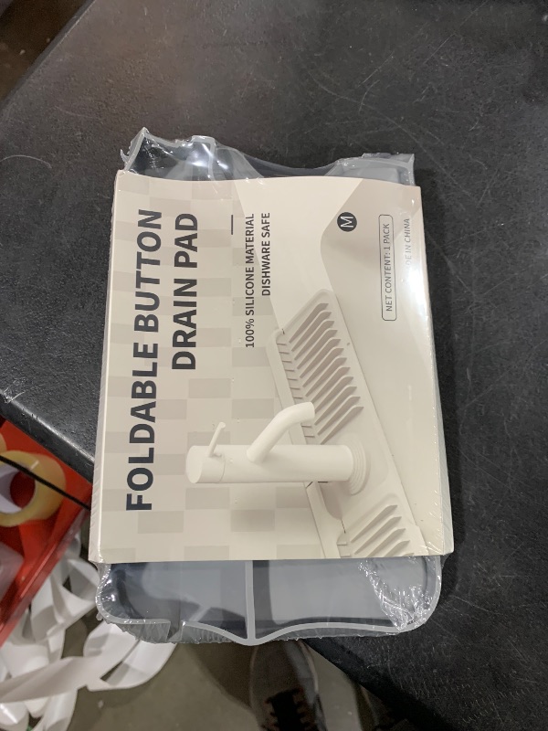 Photo 1 of 17.7" Silicone Sink Splash Guard - Multi-Functional Kitchen Sink Mat with Drip Tray, Sponge Holder & Soap Dish, 6° Slope Design for Easy Drainage, Foldable & Fasten Button for Secure Fit,?Grey?