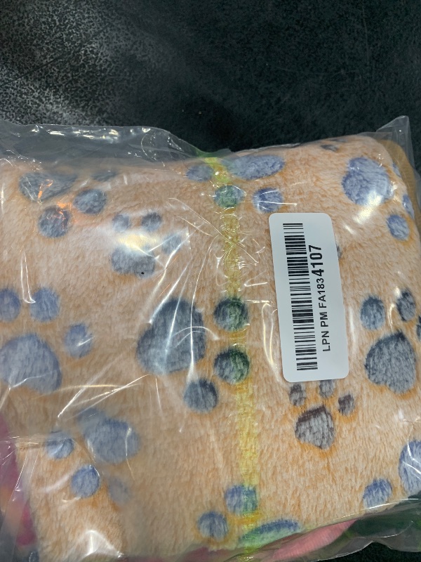 Photo 1 of 1 Pack 3 Blankets Super Soft Fluffy Premium Fleece Pet Blanket Flannel Paw Printed Throw for Dog Puppy Cat (Small 23x16'', Brown, Pink, White)