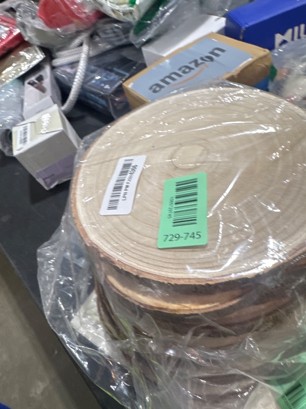 Photo 1 of 10 pcs Large Unfinished Wood Slices for Centerpieces 8-9 inches Wood Rounds for Tables Decor Rustic Wood Circles for DIY Crafts and Wedding Decor Round Wooden Discs for Ornaments