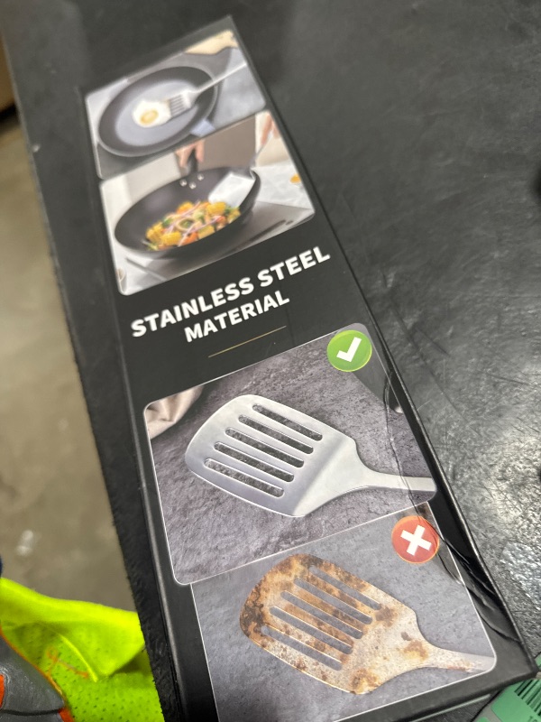 Photo 1 of 2 Pcs Stainless Steel Spatulas Set, Metal Spatula Solid & Slotted Turner, Heavy Duty Sturdy Spatula for Kitchen Use, High Heat Resistant Cooking Utensils for Fish Eggs Pancakes, Easy to Clean, Silver