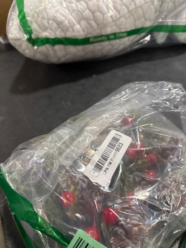 Photo 1 of 2 Pieces Christmas Candle Rings Wreaths,Artificial Flower Gold Red Berries Pinecones Snowy Pine Garland Winter Candle Holders, Christmas Wedding Home Table Centerpieces Decorations